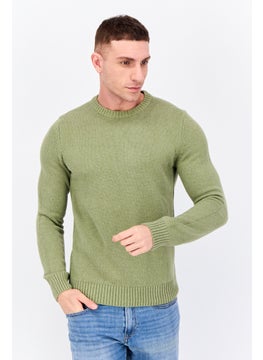 Jules Men Ribbed Neck Knitted Sweater, Olive  - Image 1
