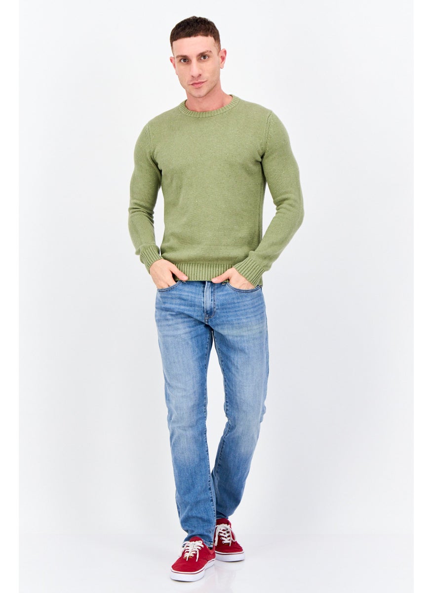 Jules Men Ribbed Neck Knitted Sweater, Olive  - Image 3