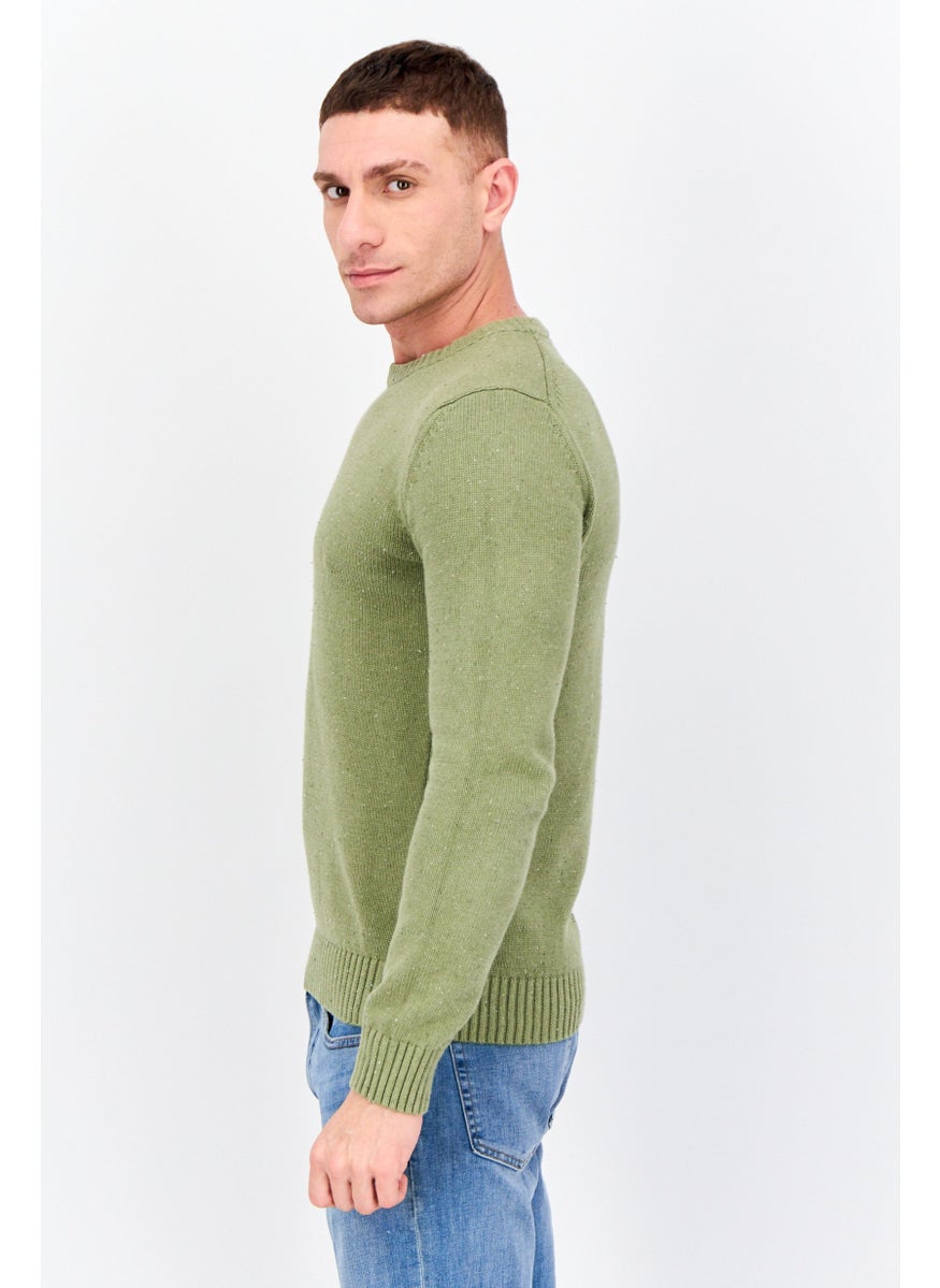 Jules Men Ribbed Neck Knitted Sweater, Olive  - Image 4