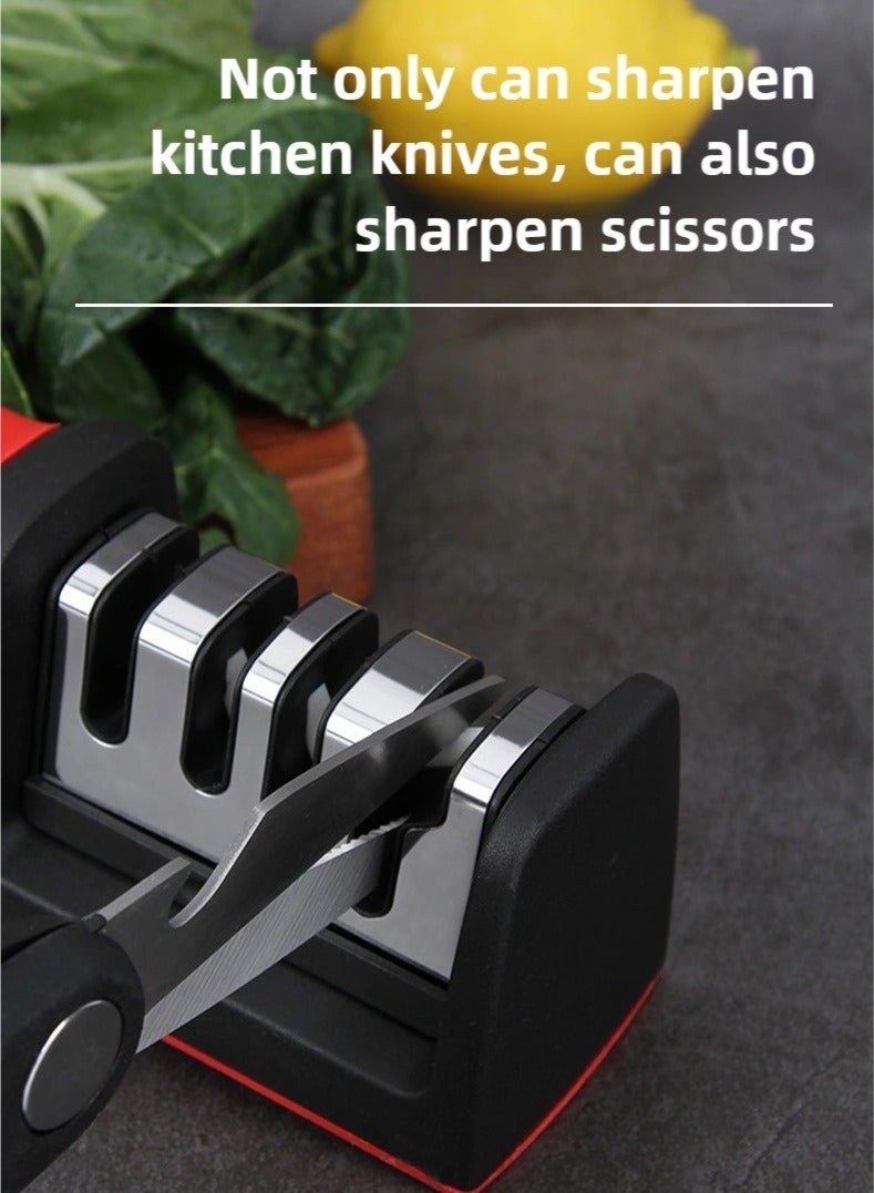 Knife Sharpener Knife Sharpening Stone Handheld Whetstone Including Straight Serrated Blades and Scissors - Image 5