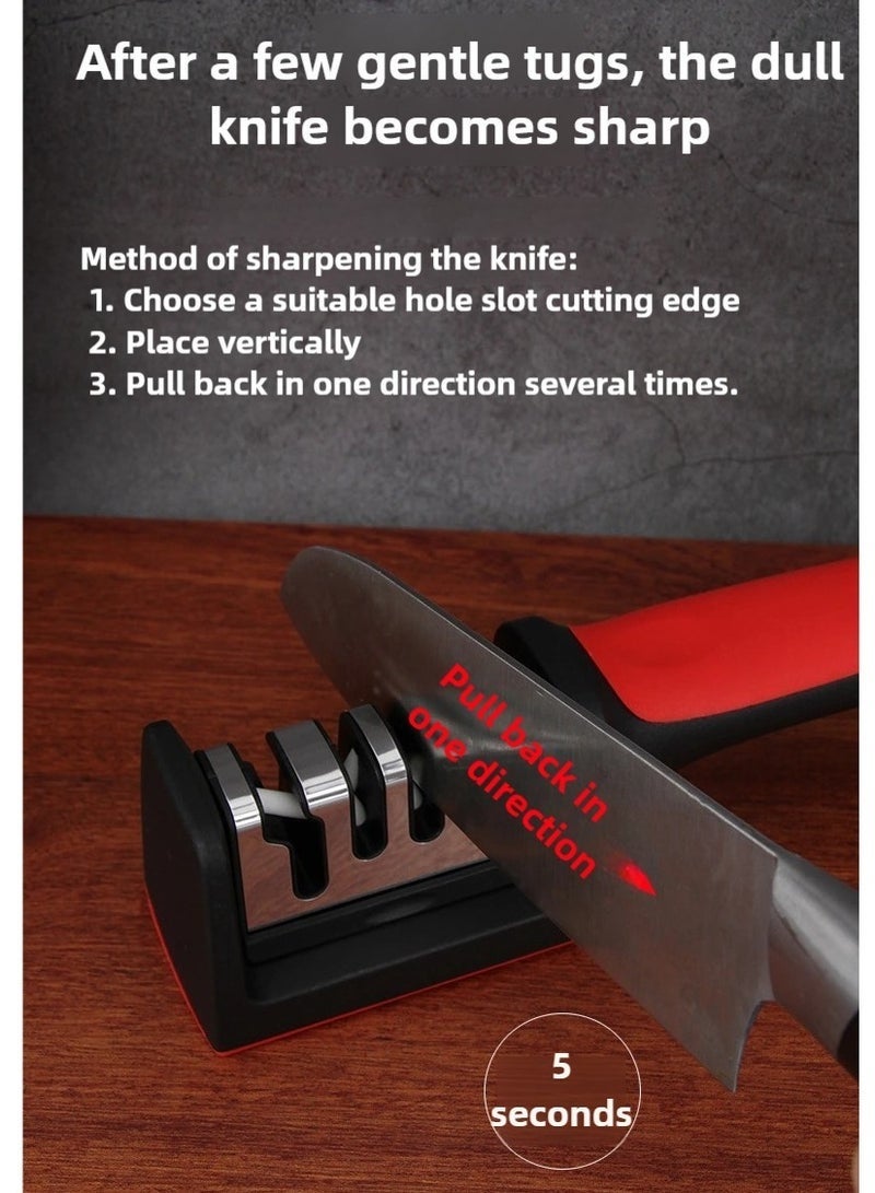 Knife Sharpener Knife Sharpening Stone Handheld Whetstone Including Straight Serrated Blades and Scissors - Image 4