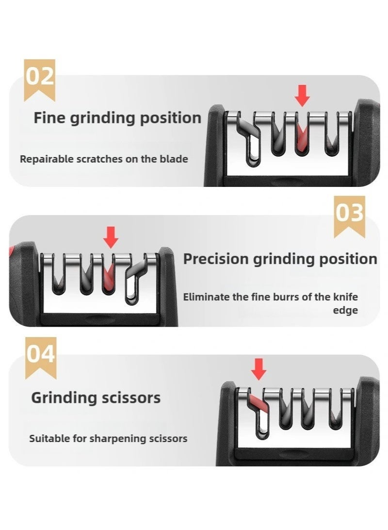 Knife Sharpener Knife Sharpening Stone Handheld Whetstone Including Straight Serrated Blades and Scissors - Image 3