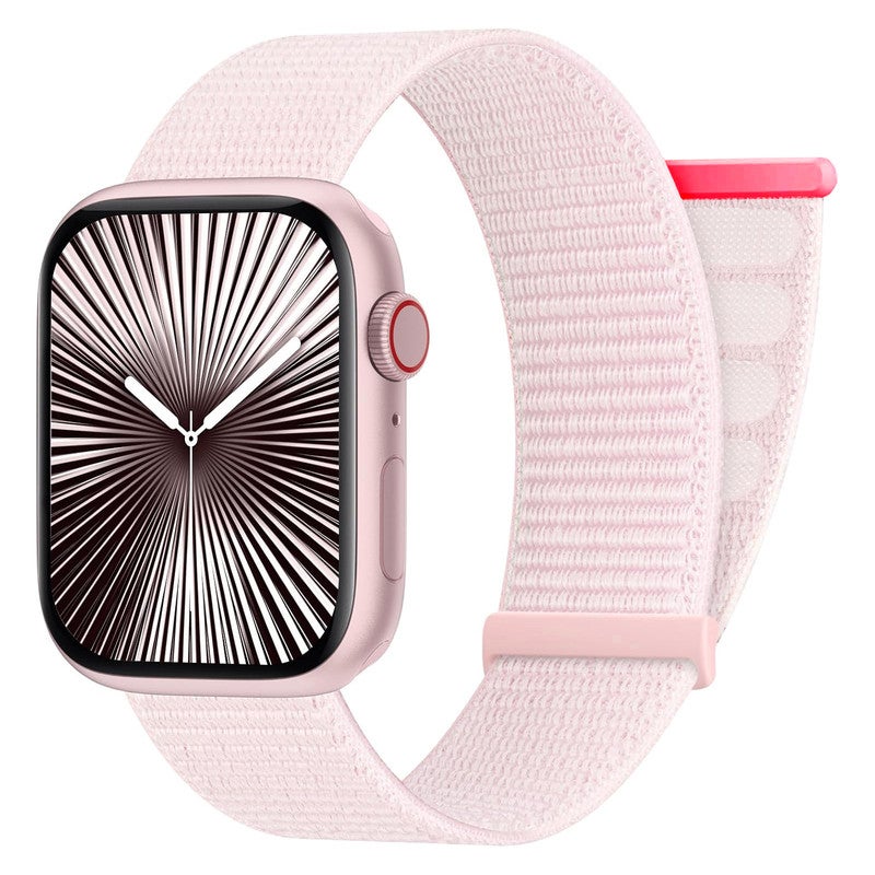 Nylon Straps Compatible with Apple Watch,For 38mm/40mm/41mm/42mm(S10,S11), Hook &Loop Soft Breathable Adjustable band for iWatch Series 11/10/9/8/7/6/5/4, SE3/SE2/SE, Light Pink