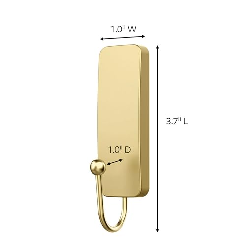 Command Medium Satin Brass Wall Hook, 1 Hook and 1 Command Strip, Damage-Free Hanging Wall Hooks with Adhesive Strips, Coat Hooks for Hanging Christmas Decorations, Holds up to 3 lb - Image 2