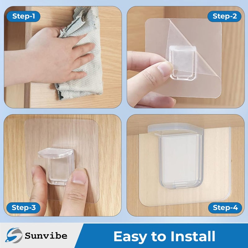 SUNVIBE ® 8 Pieces Adhesive Partition Hook, No Drill Shelf Support Brackets Suitable for Kitchen Lockers, Wardrobes, Display Cabinets - Image 5