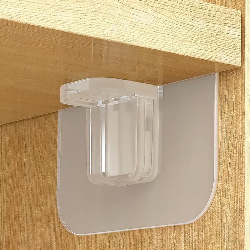 SUNVIBE ® 8 Pieces Adhesive Partition Hook, No Drill Shelf Support Brackets Suitable for Kitchen Lockers, Wardrobes, Display Cabinets - Image 1