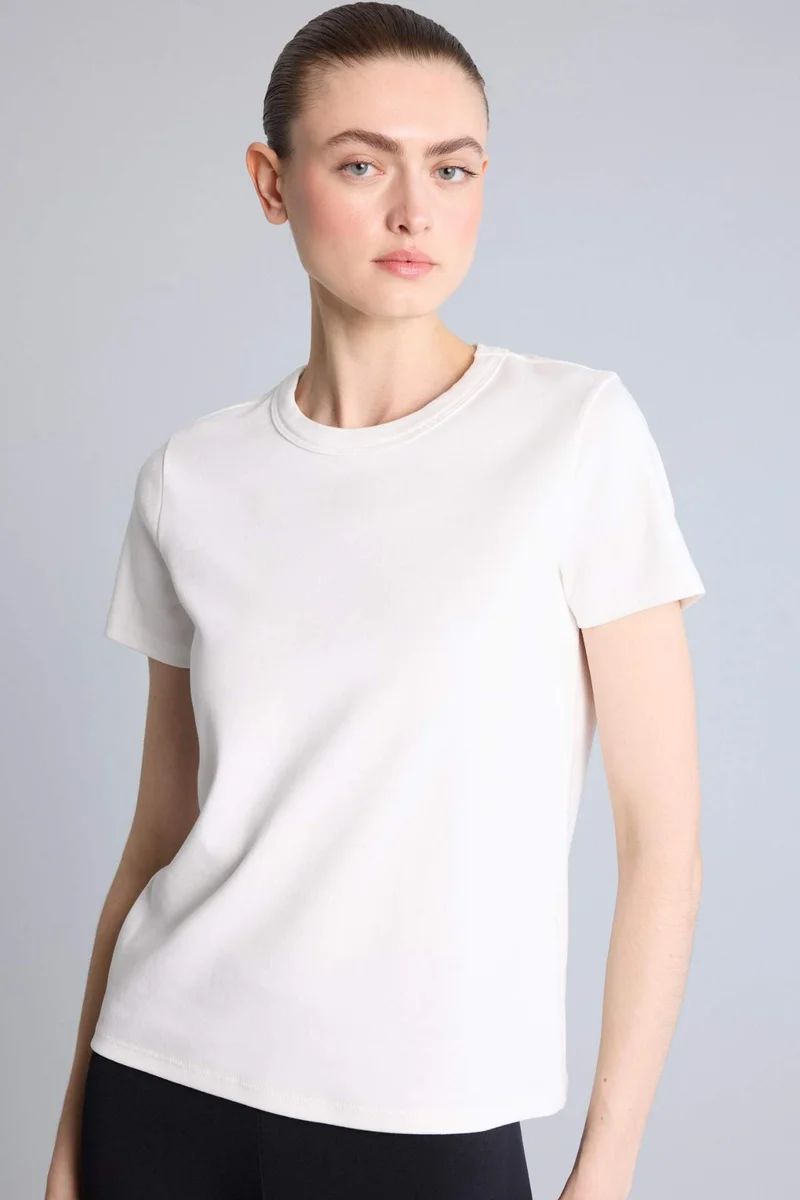Defacto  Standard Fit Crew Neck Sports Cotton T-Shirt for Women | Best Price UAE