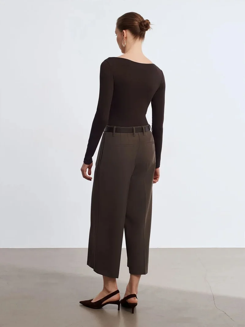 Dilvin DILVIN Slim Fit Boat Neck Bodysuit