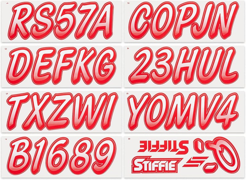 Stiffie Whipline White/Red 3" Boat & PWC Registration Decals • Numbers Letters Stickers - Image 3