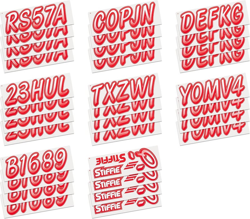 Stiffie Whipline White/Red 3" Boat & PWC Registration Decals • Numbers Letters Stickers - Image 4