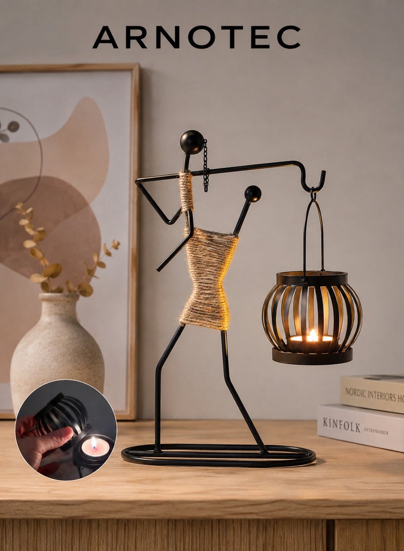 ARNOTEC Nordic Metal Candle Holder Abstract Character Sculpture – Handmade Vintage Candlestick Stand Decorative Lantern Holder for Wedding, Home, Coffee Shop, Dining Table & Gift Decor - Image 1