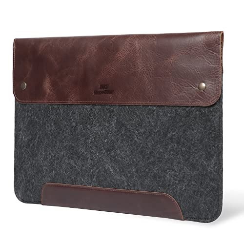 MegaGear Genuine Leather Fleece Case Compatible with MacBook Pro 14 M5 M4 M3 M2 M1 MacBook Air 136 13 M5 M3 M2 M1 1314 Inch 20202026 Brown - Image 1