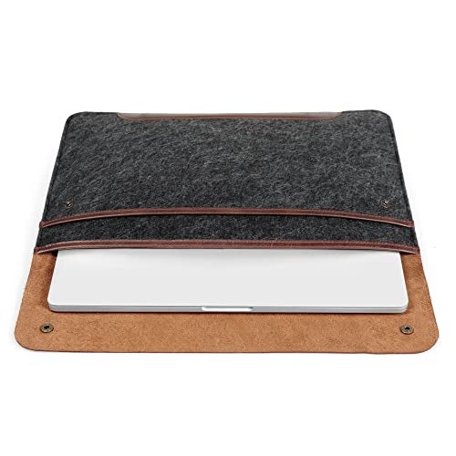 MegaGear Genuine Leather Fleece Case Compatible with MacBook Pro 14 M5 M4 M3 M2 M1 MacBook Air 136 13 M5 M3 M2 M1 1314 Inch 20202026 Brown - Image 3