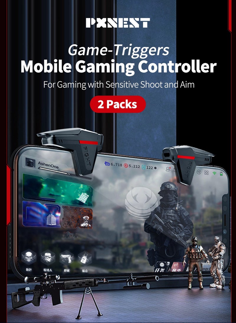Pxnest 2 Pack Mobile Game Triggers, 4-Finger Gaming Controller, Plug & Play for PUBG, iPhone & Android - Image 2
