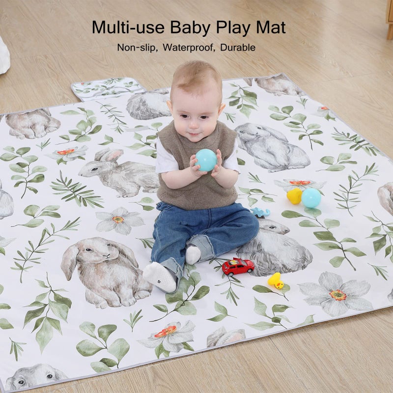 Insular Baby Splat Mat for Under High Chair/Arts/Crafts, Anti Slip and Waterproof Splash Mat for Floor, Portable Picnic Mat, 51x51 Inch, Rabbit - Image 5