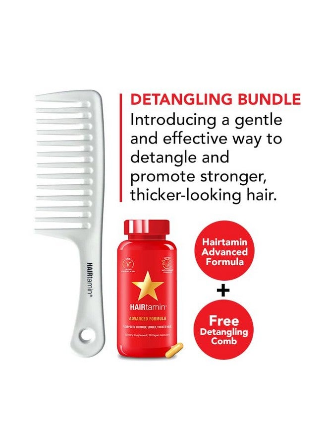 Hairtamin Advanced Vegan Biotin Supplement Pack | Hair, Skin & Nail Vitamins with Gentle Detangling Comb to Promote Growth & Thickness - Image 2