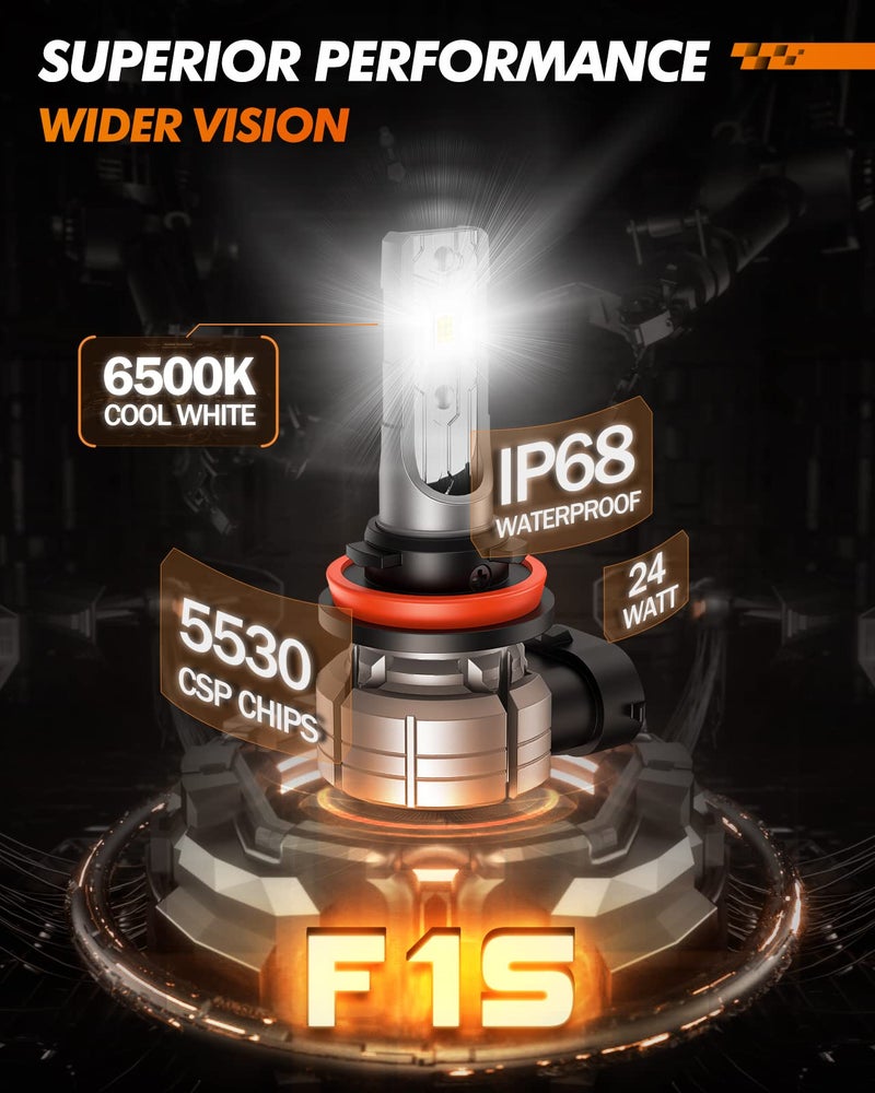 SEALIGHT H11 H8 LED Fog Light Bulb, 14000LM 24W Strong Penetration H8 H16 H11 LED Fog Lights, 6500k Cool White 5530 CSP Chips, IP68 Waterproof Plug and Play, Pack of 2 - Image 5