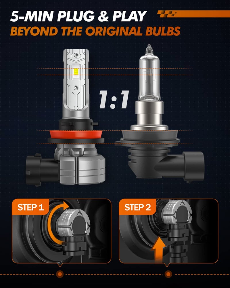 SEALIGHT H11 H8 LED Fog Light Bulb, 14000LM 24W Strong Penetration H8 H16 H11 LED Fog Lights, 6500k Cool White 5530 CSP Chips, IP68 Waterproof Plug and Play, Pack of 2 - Image 4