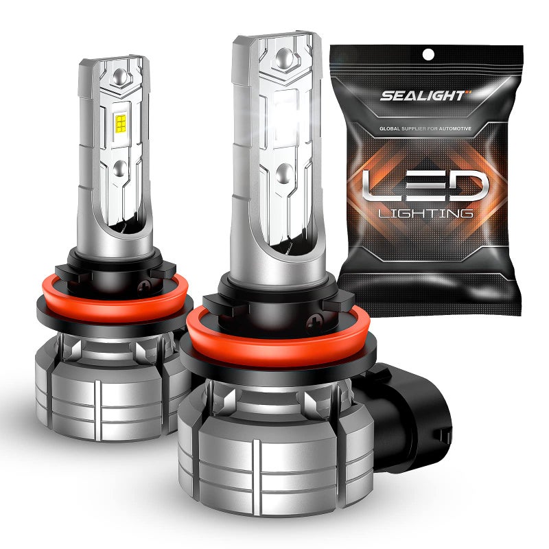 SEALIGHT H11 H8 LED Fog Light Bulb, 14000LM 24W Strong Penetration H8 H16 H11 LED Fog Lights, 6500k Cool White 5530 CSP Chips, IP68 Waterproof Plug and Play, Pack of 2 - Image 1