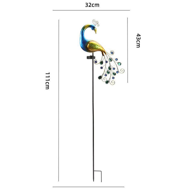 Iron Double Sided Peacock Crack Lamp Simulation Animal Lawn Stake Light for Outdoor Solar Decor - Image 1