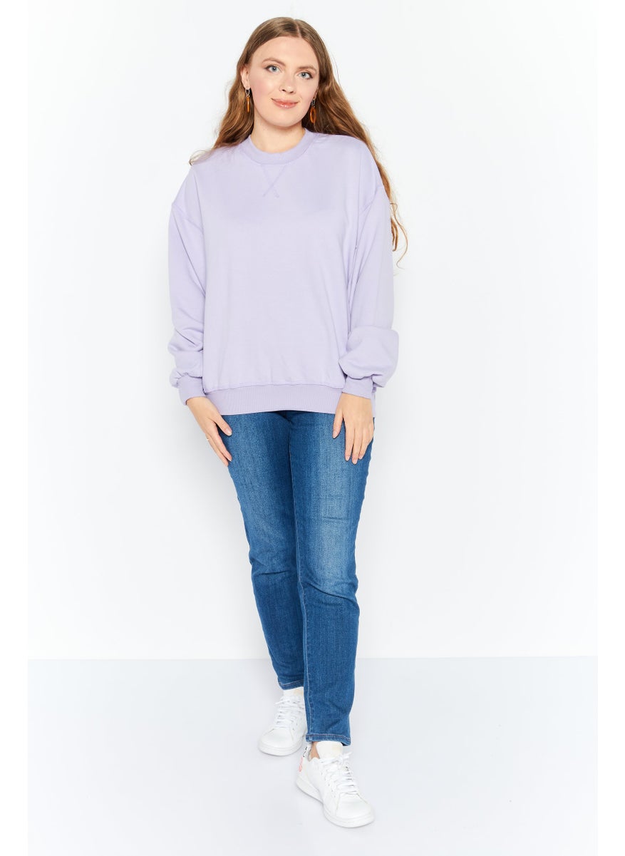 Dippin' Daisy's - Women Crew Neck Textured Sweatshirt, Lavender - Image 1