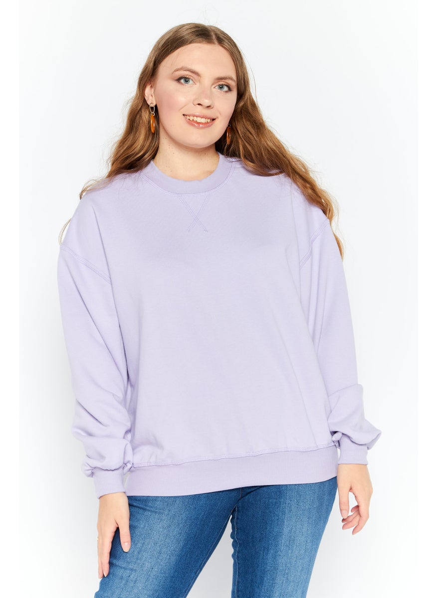 Dippin' Daisy's - Women Crew Neck Textured Sweatshirt, Lavender - Image 1