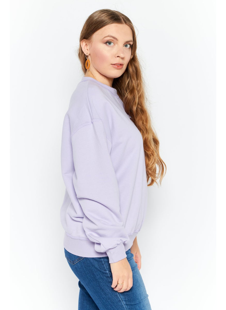 Dippin' Daisy's - Women Crew Neck Textured Sweatshirt, Lavender - Image 1
