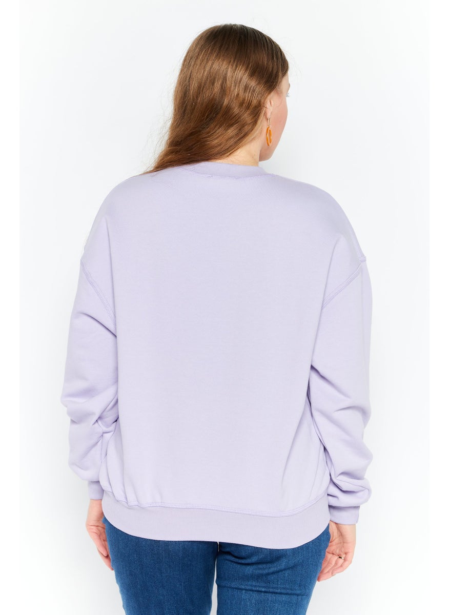Dippin' Daisy's - Women Crew Neck Textured Sweatshirt, Lavender - Image 1