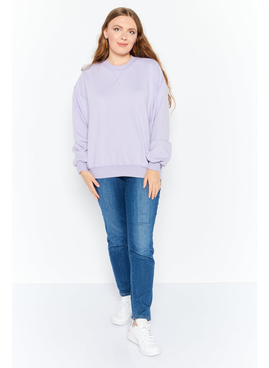 Women Crew Neck Textured Sweatshirt, Lavender - pzsku/ZF3AD5FD1948C784A6DECZ/45/_/1726109341/0124b730-a71b-4f83-bf03-4846648fa7f1