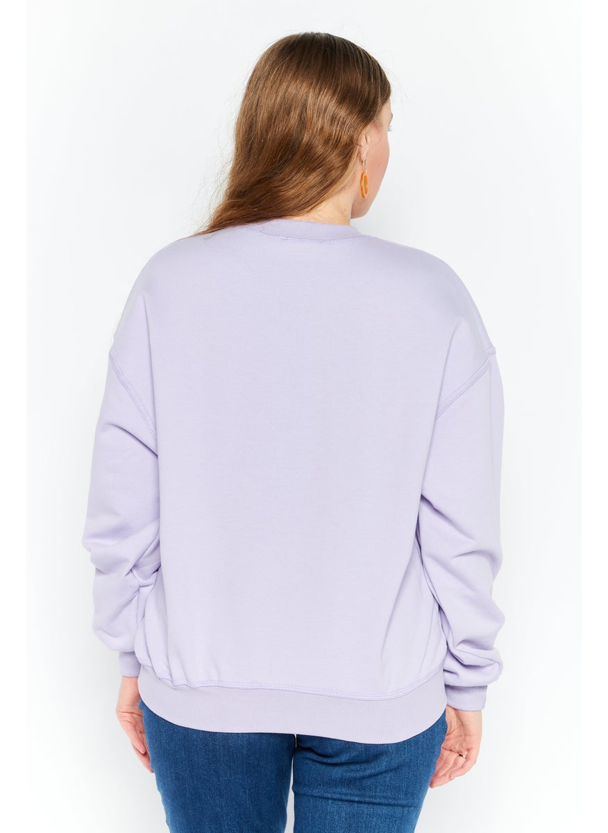 Women Crew Neck Textured Sweatshirt, Lavender - pzsku/ZF3AD5FD1948C784A6DECZ/45/_/1732457493/3a747d01-7f3f-4e5b-bc99-5e6d4391761d