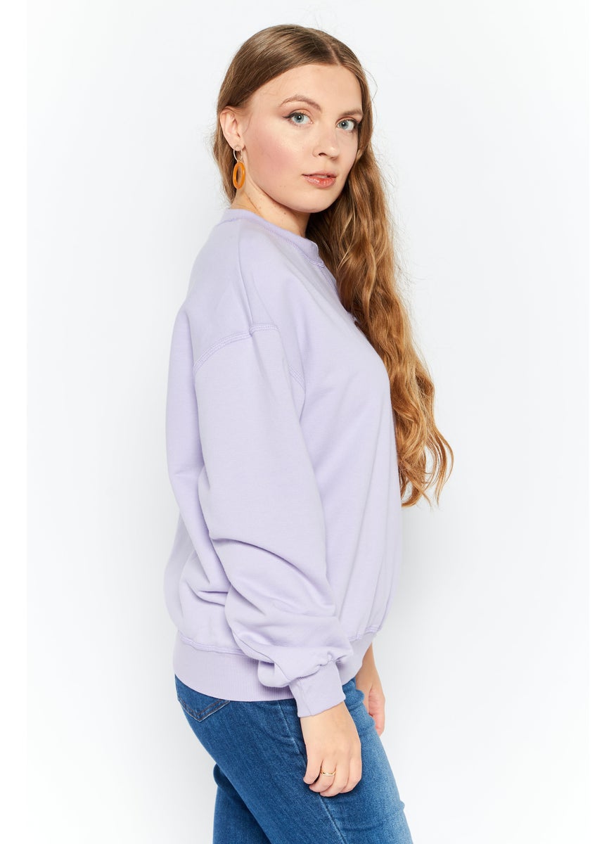 Women Crew Neck Textured Sweatshirt, Lavender - pzsku/ZF3AD5FD1948C784A6DECZ/45/_/1732457519/22b8a3b0-3176-4eed-8867-6119100746d6