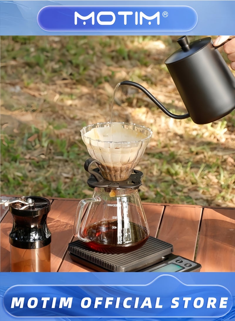 موتيم طقم آلة تحضير القهوة للتخييم مجموعة تحضير القهوة آلات القهوة الخارجية ماكينة صب القهوة الزجاجية مطحنة القهوة اليدوية طقم هدايا شامل قابل للسفر - Image 4