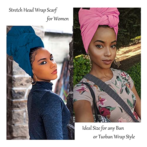 Kachanaa Stretch Head Scarfs Headbands for Muslim Soft Breathable Head Wraps Turbans Long Hair Hijab Scarves for Women(Pink) - Image 2