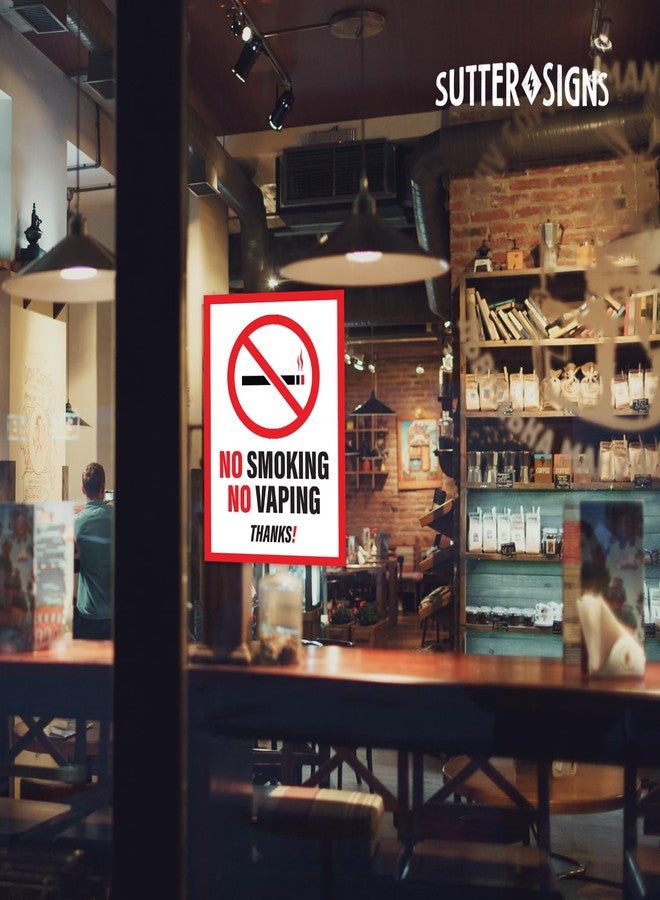 Sutter Signs No Smoking No Vaping Stickers, No Smoking for Offices, Businesses, Weatherproof Vinyl, White/Black/Red, 7" x 10" - Pack of 4 - Image 5