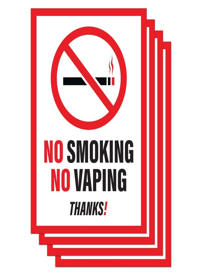 Sutter Signs No Smoking No Vaping Stickers, No Smoking for Offices, Businesses, Weatherproof Vinyl, White/Black/Red, 7" x 10" - Pack of 4 - Image 1