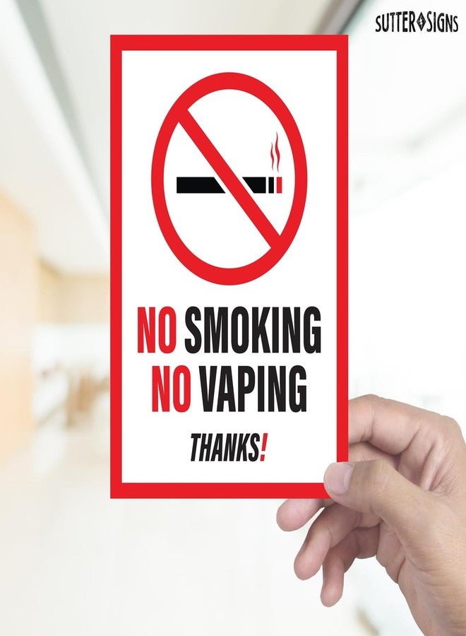 Sutter Signs No Smoking No Vaping Stickers, No Smoking for Offices, Businesses, Weatherproof Vinyl, White/Black/Red, 7" x 10" - Pack of 4 - Image 3