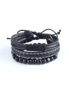Generic Luxury Men's Leather Bracelet Set - 3 Black Faux Leather Bracelets with Stylish Modern Design - Perfect Gift for Men in an Elegant Gift Box  - Image 2