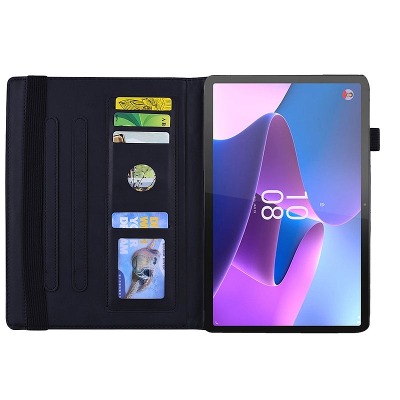 إيروريكس جراب جلدي منقوش من جلد العجل لجهاز Lenovo Tab P12 مقاس 12.7 بوصة (أسود) - Image 4