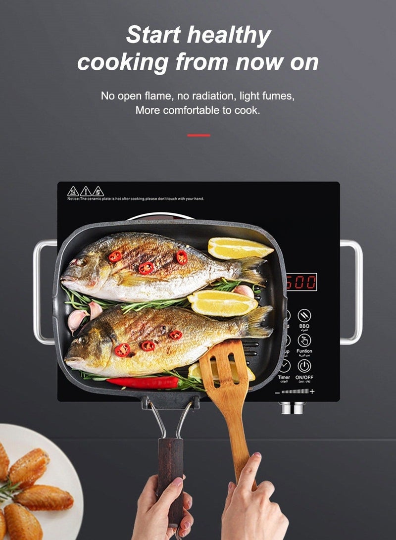 ET-LIFE 3500W Infrared Induction Cooktop, Electric Stove Burner,  Electric Hot Plate, Single Electric Cooktops Countertop Stoveck DT-228 Black - Image 2