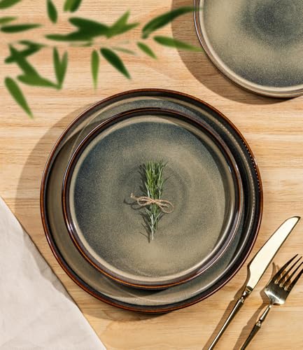 TheTerra Ceramic Dinnerware Sets for 6, 18 Pieces Porcelain Lightweight Speckled Plates and Bowls Sets, Scratch Resistant Dish Set, Oven & Microwave & Dishwasher Safe, Coca Mocha - Image 2