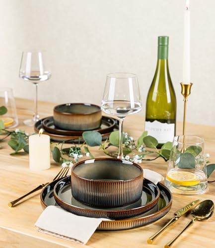 TheTerra Ceramic Dinnerware Sets for 6, 18 Pieces Porcelain Lightweight Speckled Plates and Bowls Sets, Scratch Resistant Dish Set, Oven & Microwave & Dishwasher Safe, Coca Mocha - Image 5