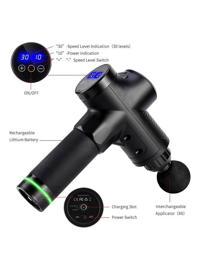 Muyixin 30 Speed Levels Deep Tissue Muscle Massage Gun with 6 Heads - Image 2