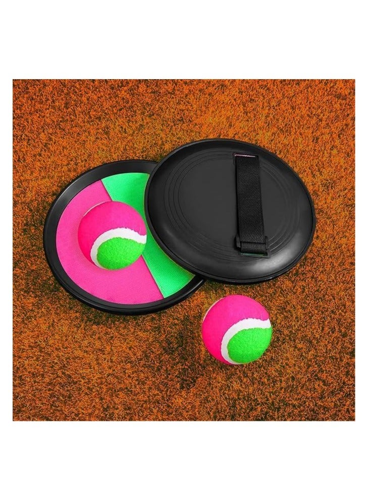 مجموعة لعبة التقاط الكرة / 2 قرص كرة + قرص كرة واحد، القرص به مقبض مطاطي / لعبة ممتعة للغاية لجميع أفراد الأسرة / الشباب - Image 2