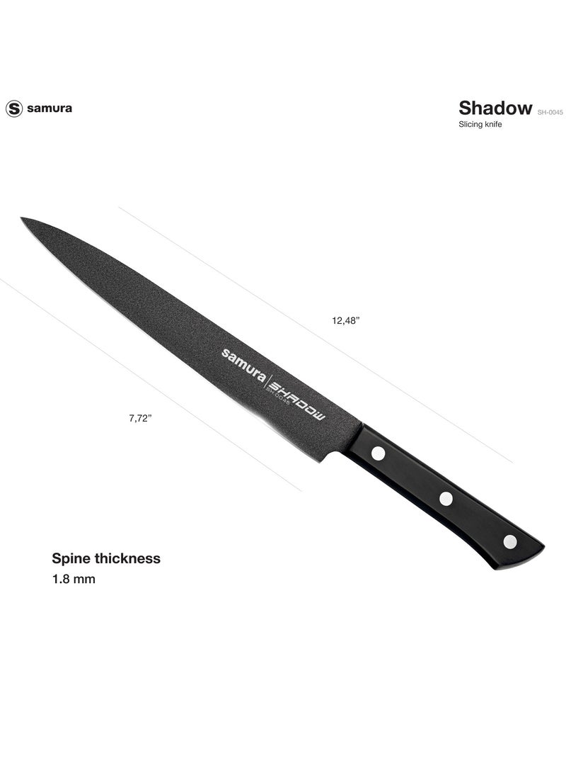 Samura Shadow Slicing Knife | Black Non-Stick Coating | 7.7"/196mm | Hardness 59 HRC | AUS-8 Stainless Steel | Durable ABS Plastic Handle | Professional Chef Knife | Heat Resistant | Kitchen Accessory  - Image 4