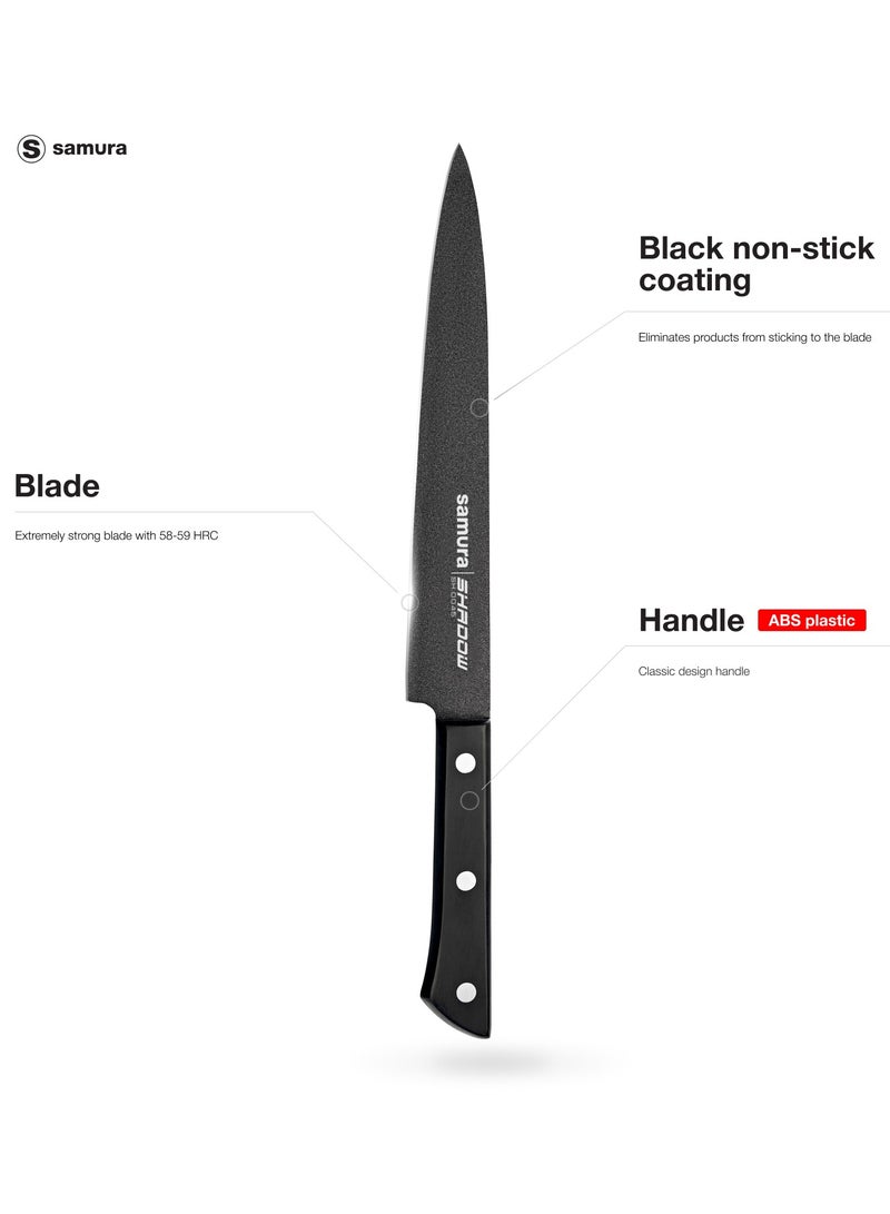Samura Shadow Slicing Knife | Black Non-Stick Coating | 7.7"/196mm | Hardness 59 HRC | AUS-8 Stainless Steel | Durable ABS Plastic Handle | Professional Chef Knife | Heat Resistant | Kitchen Accessory  - Image 2