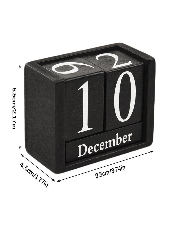 Flylin Vintage Wooden Cubes Calendar, Wood Block Perpetual Calendar Daily Desktop Month Date Display, Reusable Black DIY Yearly Planner for Home Office Decoration - Image 2