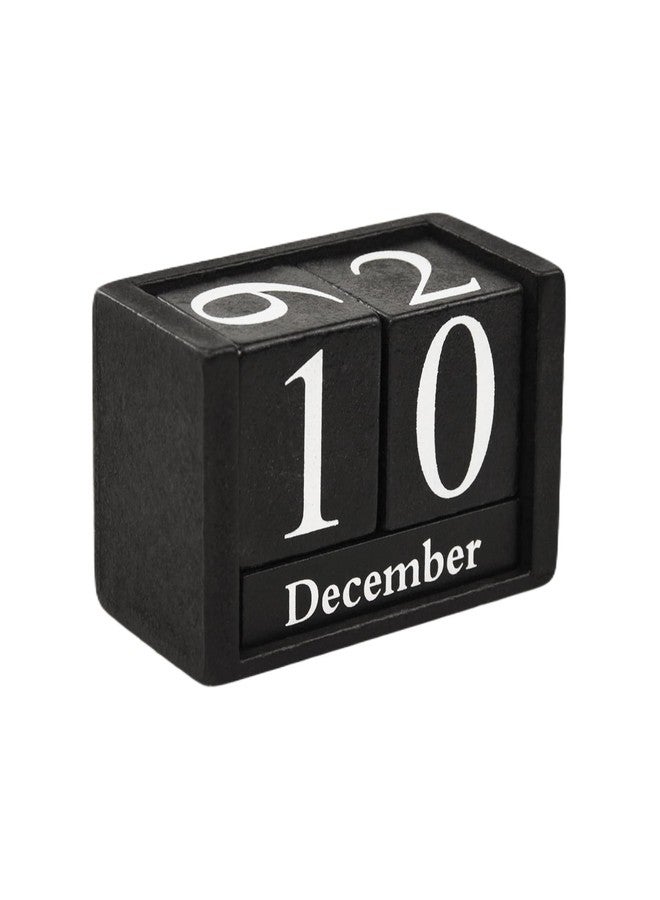 Flylin Vintage Wooden Cubes Calendar, Wood Block Perpetual Calendar Daily Desktop Month Date Display, Reusable Black DIY Yearly Planner for Home Office Decoration - Image 1