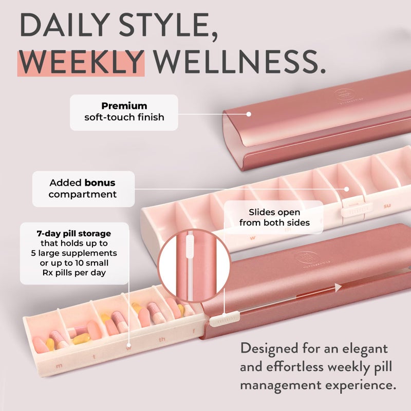 Mimi Medcessories - Pretty Pill Box Set - Stylish & Compact Daily Pill Organizer, Medication Pill Case, Pill Container for Vitamin Management, Pill Holder, Travel Essentials for Women & Men - Rose - Image 2