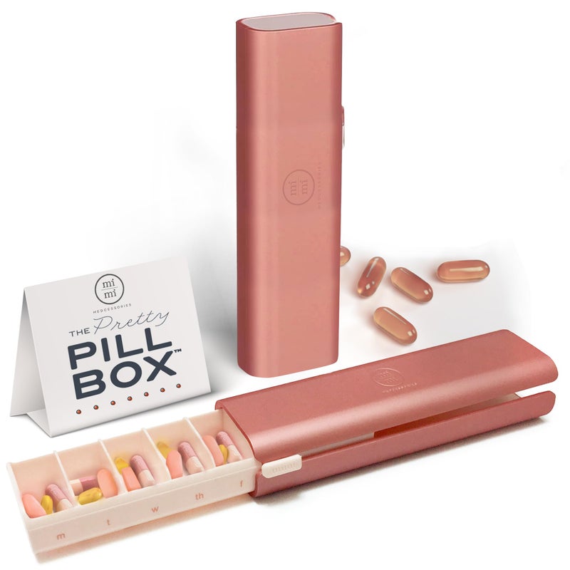 Mimi Medcessories - Pretty Pill Box Set - Stylish & Compact Daily Pill Organizer, Medication Pill Case, Pill Container for Vitamin Management, Pill Holder, Travel Essentials for Women & Men - Rose - Image 1