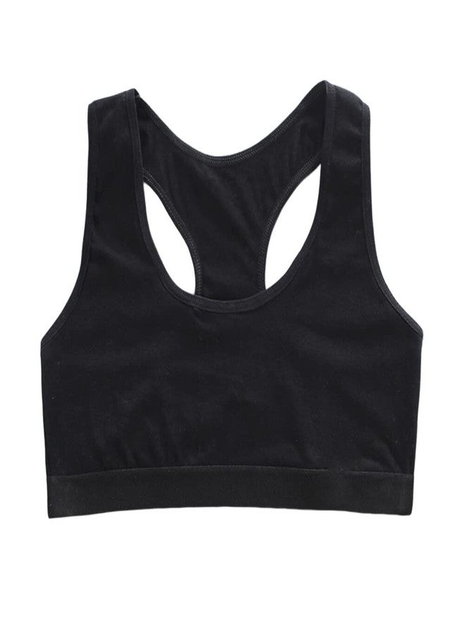 Katutude 4 Pack Girls Unpadded Bra Seamless Breathable Cotton Bra Wireless Lightweight Sports Bras Girls Crop Tops for 9-14 Years Black, Black, Lower Chest Circumference 62-78cm - Image 4